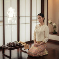 Xishuangbanna Dai Costume, Thai-Inspired Workwear, Elegant Tan Tea Dress, Artistic Photo Outfit