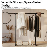 Foldable Rolling Clothes Organizer Space-Saving Rolling Rack with Shelf Multi-Functional Garment Stand Easy Installation for Apartment Dwellers, homeowners, Bedroom, Laundry Room, Entryway, spacious Closet