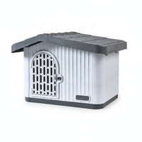 Sloped Roof Rain-Resistant Cat House Ribbed Panel Outdoor Cat House Easy to Clean