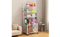 Sports Gear Organizer Storage Unit Carbon Steel Rolling Sports Rack Three-Tier Storage Rack Tall Ball Storage Storage Unit