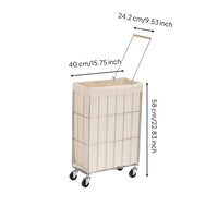 Laundry Cart with Wheels Compact Rolling Laundry Hamper Portable for Bathroom