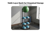 Space-Saving Exercise Ball Rack Commercial-Grade Multi-Tier Exercise Ball Stand Long-Lasting Metal Construction Heavy-Duty Steel