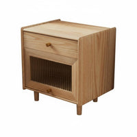 Japanese design Single-Drawer Nightstand Natural Finish Bedside Table Minimalist Design Bedroom Furniture Ample Storage for Homeowners, Students, Renters, Small Spaces, Living Room, Home, Office