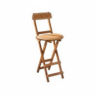 Foldable Design Backless Cross-Frame Stool Installation-without Rattan Top Folding Stool No Assembly Required Portable Seat Padded Cushion for Homeowners, Event Hosts, Home Bar, Camping, Outdoor, Indoor Use