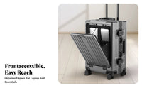 Universal Charging Ports Charging Ports Front-Opening Hardside Luggage Sturdy Hard Shell Hardside Carry-on Adjustable Telescopic Handle Suitcase Effortless Rolling Wheels for Business Travelers, Frequent Flyers, Professionals, Airport, Vacations