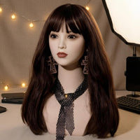 Realistic Mannequin Head with Shoulders Skin-Tone Display Bust Head Fashion Accessory Holder Stylized Face Pierced Ears