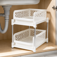 Kitchen Pull-Out Shelf, Narrow Kitchen Organizer 18.5x38x62cm, 2 Levels, Freestanding, for Kitchen Storage