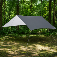 Camping Tarp 3-4 Person, Polyester Tarpaulin Silver Coated, Waterproof 1500mm Shelter Tarp for Wild Camping & Hikers