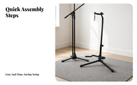 Metal Frame Foldable Guitar Stand Padded Contact Area Points Folding Guitar Stand Compact Storage Instrument Holder