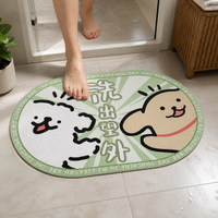 Diatomaceous Earth Bath Mat Cartoon Dog Rainbow Absorbent Non-Slip Bathroom Floor Mat