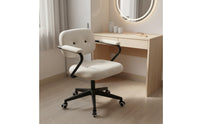 Stylish Design Ergonomic Computer Chair Skin-Friendly Textile Upholstered Rolling Desk Chair Quiet Wheels Home Furniture Easy Assembly for Students, Women, Dorm Room, Bedroom