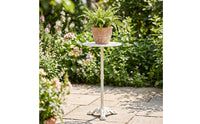 Cast-Iron Plant Stand Metal Flower Stand with Tri-Footed Base Plant Pedestal with Scroll Pattern Decorative Display Planter