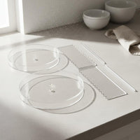 8 Pieces Transparent Discs Acrylic Cake Disc and Scraper Set Long-Lasting Acrylic Cake Disc Set Reusable for Pastry Chefs, Party, Bakery