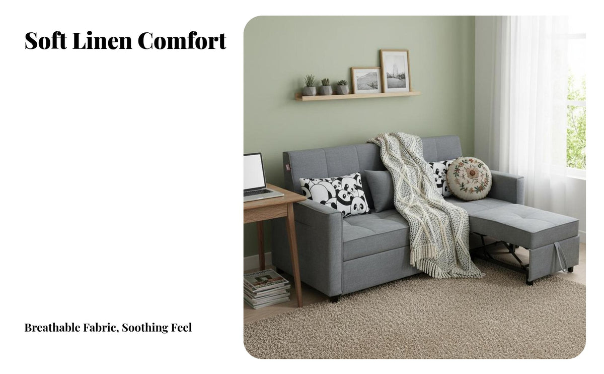Space-Saving Design Pull-extendable Sofa Bed two-in-aFunction Pull-extendable Loveseat Bed Minimalist design transformable Couch Easy Conversion for Apartment Dwellers, Homeowners, Young Adults, Small Spaces, Home Office