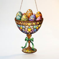 Easter Ornaments for Tree, 2d Acrylic Eggs Ornaments, Acrylic Decoration Colorful Design Easter Egg Window Ornament Easy to Hang Stained Crystal-Like Effect Window Hanging for Families, Bedroom