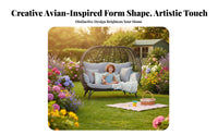 Woven Design Wicker Oval-Shaped Chair Waterproof Freestanding Oval-Shaped Lounger Outdoor Furniture Weather-Resistant for Children, Homeowners, Book Lovers, Garden, Patio, Balcony, Backyard