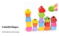 Develops Fine Movement Skills Fruit and Shape Stacking Toy Improves Hand-Eye Coordination Lacing Beads Toy Set Made from Solid Wood
