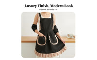 Cute Waitress Apron Breathable H-Back Pocketed Apron Shielded Workwear for Nail Technicians, Waitresses, Cafe, Bakery