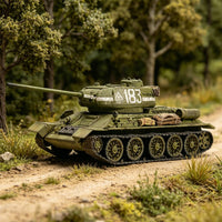 T-34/85 Tank Model Unpainted 1/72 Scale Tank Model Includes Decals for Display Shelf