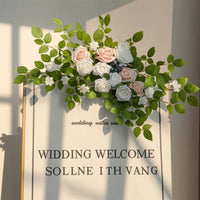 Draped Wedding Arch Flowers with Textile White Floral Swag with Greenery Lightweight Artificial Flower Swag Reusable for Brides
