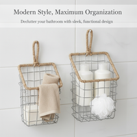 304 Stainless Steel Toothbrush Holder & Mouthwash Cup Organizer with Towel Basket, No-Drill Wall Mount