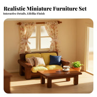 Realistic Design Miniature Furniture Set Fine Workmanship Micro Landscape Ornament Cute for Hobbyists, Desktop Decoration, Terrarium, Bonsai
