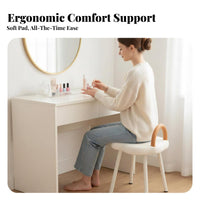 Light Luxury Design arcrear Dressing Chair Ins design Vanity Stool Armless Upholstered Seat Gold-Tone Legs for Makeup lovers, Women, Nail Technicians, Bedroom, Cloakroom, Dorm