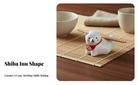 Shiba Inu Chopstick Rest Creative Gift Suggestion Dog Chopstick Holder Cute Puppy Utensil Stand Sleek Glaze Finish Home