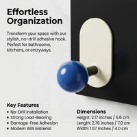 Bedroom and Closet Single Hook with Waterproof Design for Renter, No Drill Suction Bathroom and Door Hanger