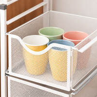 3 Tier Storage Trolley, White Carbon Steel Kitchen Storage Cart with Pull-Out Drawers, Freestanding Rolling Utility Tool Trolley