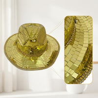 Reflective Cowboy Hat with Mirror Tiles Dazzling Disco Ball Cowboy Hat Glittery Stylish for Festivals