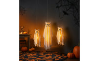3 Pieces Hanging Spirit Cats Warm Spirit Cat with Glowing Light Translucent for Porch, Entryway, Creepy Home