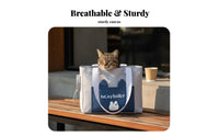 Wide Comfortable Strap Canvas Pet Shoulder Bag Adjustable Neck Opening Heads-out Pet Tote Breathable Mesh Top for Vet Visits, Outdoor, Parks