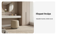 Round Padded Ottoman Genuine Leather Upholstery Vanity Seat Modern Minimalist Design Light Luxury Aesthetic for Homeowners