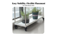 2-Tier Rolling Flower Rack With Wheels Rolling Flower Trolley Multi-Functional Easy Assembly for Gardeners, Balcony, Indoors