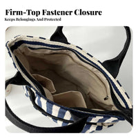 Striped closure Tote Large Capacity meal container bag adaptable for Shopping, Students