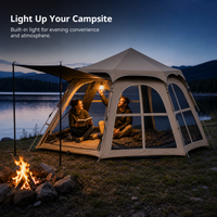 Hexagonal Blackout Camping Tent with Sunshade and Rain Protection, Quick Setup for Outdoor Family Fun