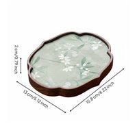 Walnut Wood Tea Serving Board Easy to Clean Teapot Coaster with Textile Insert Deep Shade Tableware for Office