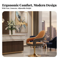 Modern Design Adjustable Pedestal Stool Cream aesthetic Counter Chair with Footrest Seating Furniture Upholstered Seat for Bar Owners, Receptionists, Homeowners, Front Desk, Restaurant, Cafe, Kitchen Island