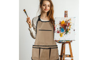 Multi-Pocket Canvas Apron with Pockets Water-Resistant Tool Apron with Pockets Long-Lasting Reinforced Stitching for Gardeners, Woodworkers, Gardening