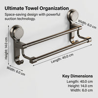 Sink Towel Bar, Carbon Steel No Drill Rack for Bathroom, Rust-Resistant Apartment Storage with 180° Rotation & Strong Suction, Secure Anti-Slip Design