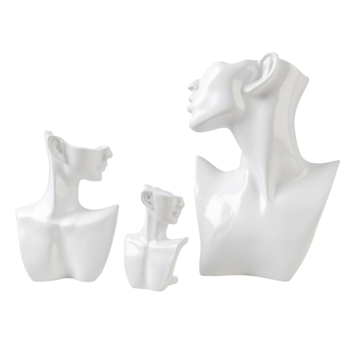 3 Pieces Matte Jewelry Display Bust Easy to Clean Necklace and Earring Display Stand Compact Jewelry Bust Multifunctional for Jewelers