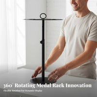 Holds 45+ Medals Adjustable Medal Display Stand No-Drill Installation Adjustable Height Medal Stand Polished Finish for Athletes, Award Room