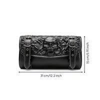 PU Leather Motorcycle Front Bag Gothic Motorcycle Bag with Skull Long-Lasting Storage Pouch Compact for Cruisers