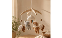 Baby Crib Mobile with Soft Ornaments Decorative Hanging Mobile with Wooden Frame Natural Sensory for Infants, Nursery, Cot