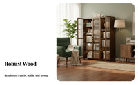 Glass Door Corner Shelving Unit Floor-Standing Tall Corner Shelf Unit Space-Saving bookshelf Sturdy Construction for Book Lovers, Apartment Dwellers, Homeowners, Living Room, Study, Bedroom