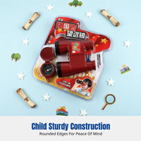 Children's Toy Binoculars, Double Tube, Compass Set, Pretend Play, Mixed Colors, Educational Exploration