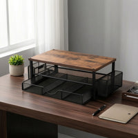No-Drill Under-Desk Storage Rack Two-Tier Under Desk Drawer Organizer Sliding Clamp-on Drawer Organizer Metal for Students