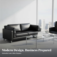 Matte Finish 3-Piece Black Minimalist Couch Set Modern Design 3-Piece Couch and Chair Set Easy to Clean Office Furniture Sturdy Frame for Businesses, Clients, Reception Area, Business Meeting Space, Waiting Room