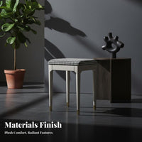 Comfortable Seating cream plush Pouf Modern design Vanity Seat space-saving Design Small Stool Multi-Functional for Women, Young Adults, Teenagers, changing area, Bedroom, Makeup Corner